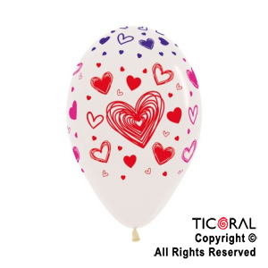 GLOBO SEMPERTEX R12 INF FASHION BLANCO CORAZONES 3 TINTAS x 50